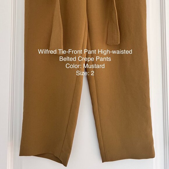 Wilfred Tie Front Pant High waisted Belted Crepe Pants - Picture 3 of 3